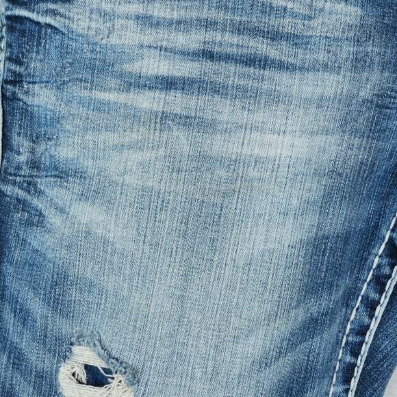 Rock Revival Jeans Mens 33 35x32.5 Blue Baxter Straight Distressed Streetwear - Picture 5 of 13